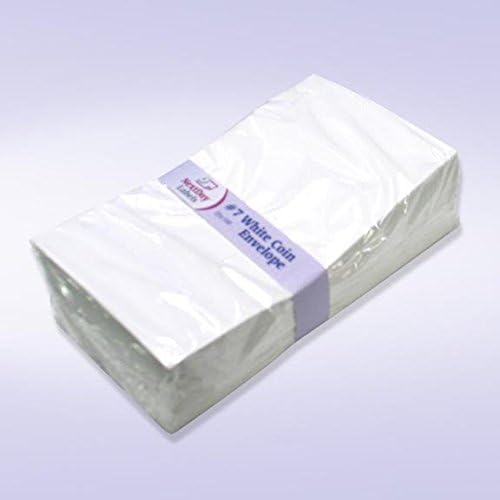 NextDay Labels #7 Coin Envelopes - 100-Pack White Gummed Money Envelopes for Cash, Coins, Jewelry, or Small Parts - Durable White Paper Cash for Home, Office, or Business Use - Made in USA