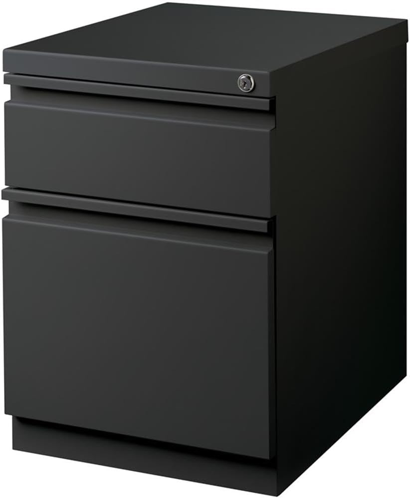 BOWERY HILL 20" D Mobile Pedestal File 2-Drawer Box/File Full Width Pull Charcoal