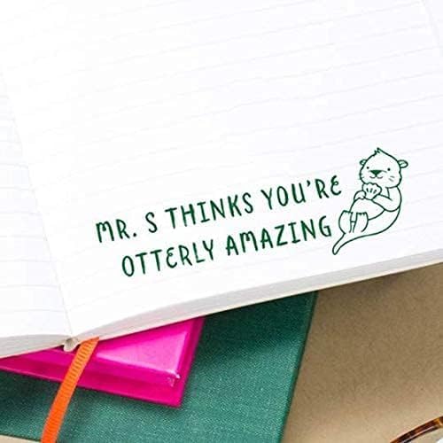 Custom Self-Inking Teacher Stamps | 49 Designs | Fun Teacher Phrases | Grading Made Easy | Classroom, Teacher and Library Book Stamps (Otterly Amazing, Large)