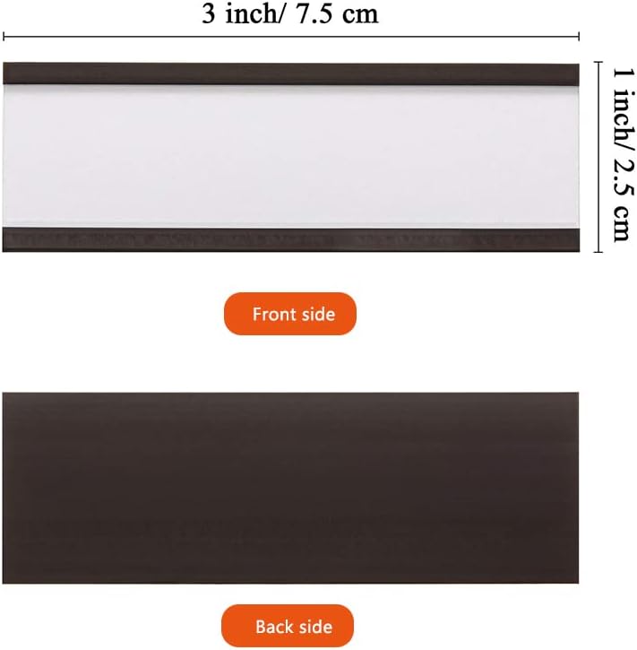 C Channel Magentic Label Holders 1x3 Inches with Paper Inserts and Clear Plastic Protectors,Magnetic Data Card Holders File Cabinet,Pack of 100