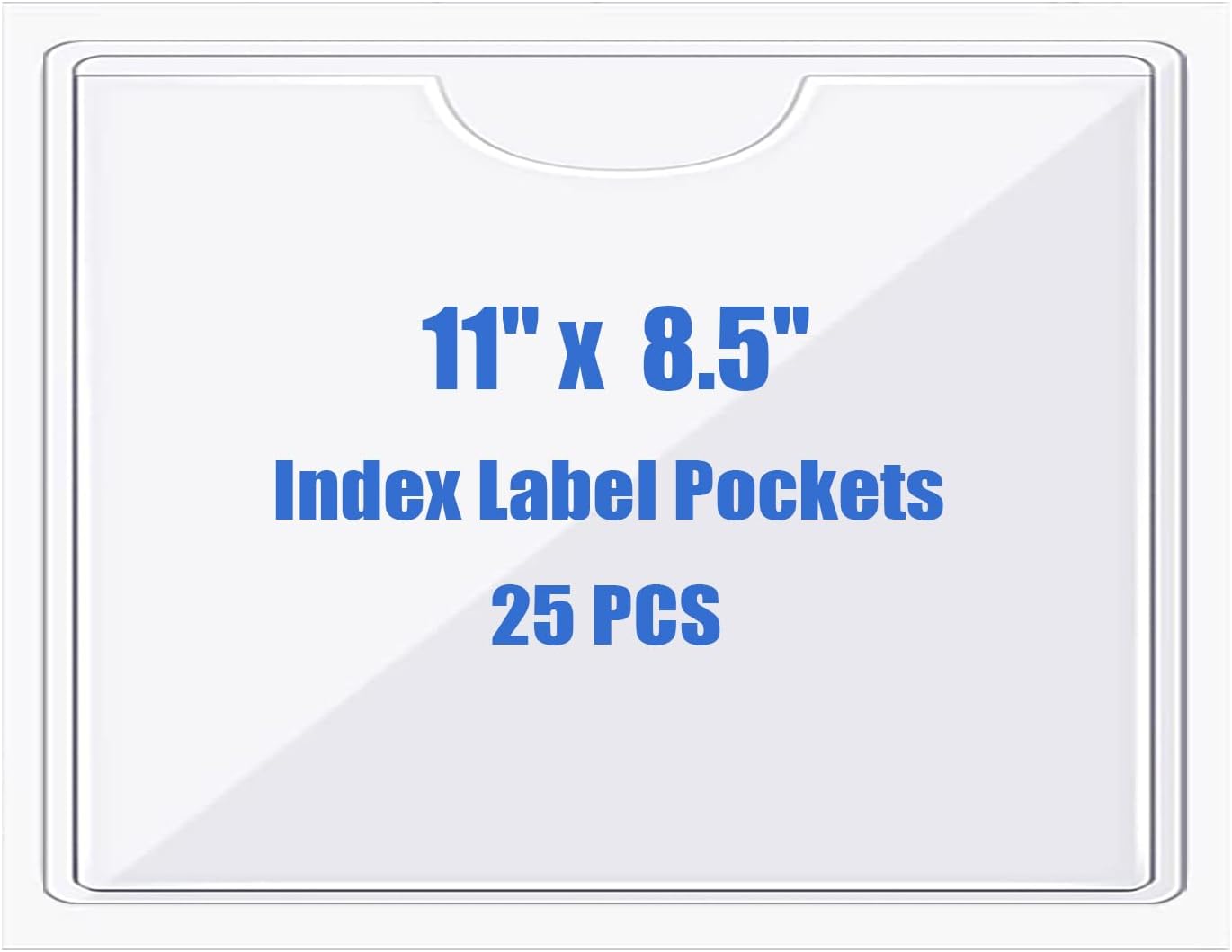 Origin-Joy 25 PCS Self-Adhesive Index Label Pockets, Clear Plastic Peel & Stick Card Holders with Top Open for Loading (11 x 8.5 inch)