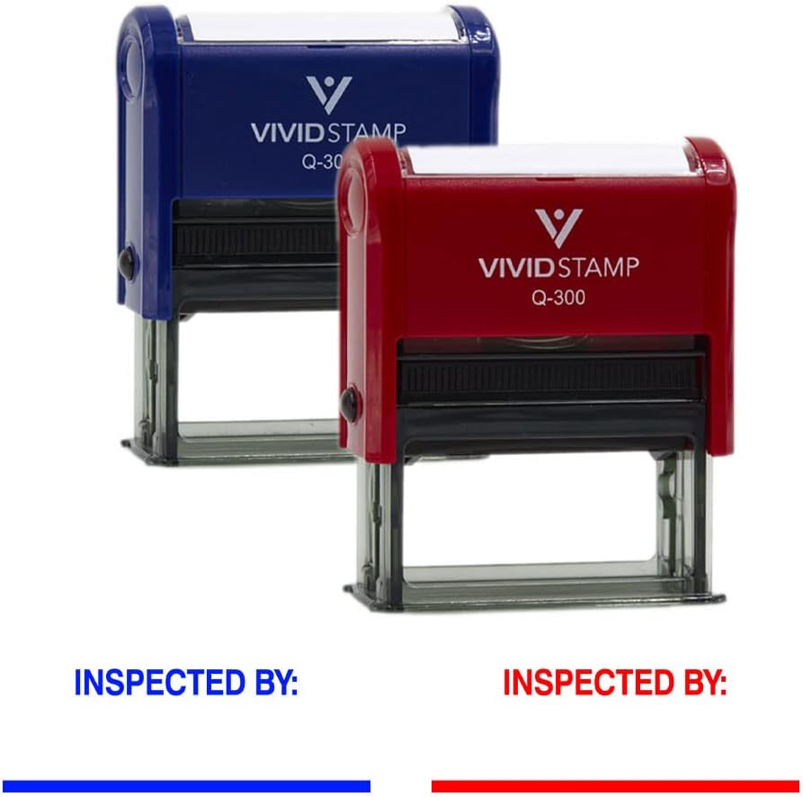 Vivid Stamp Inspected by____ Business Self-Inking Rubber Stamps (Red Ink) - Q-200