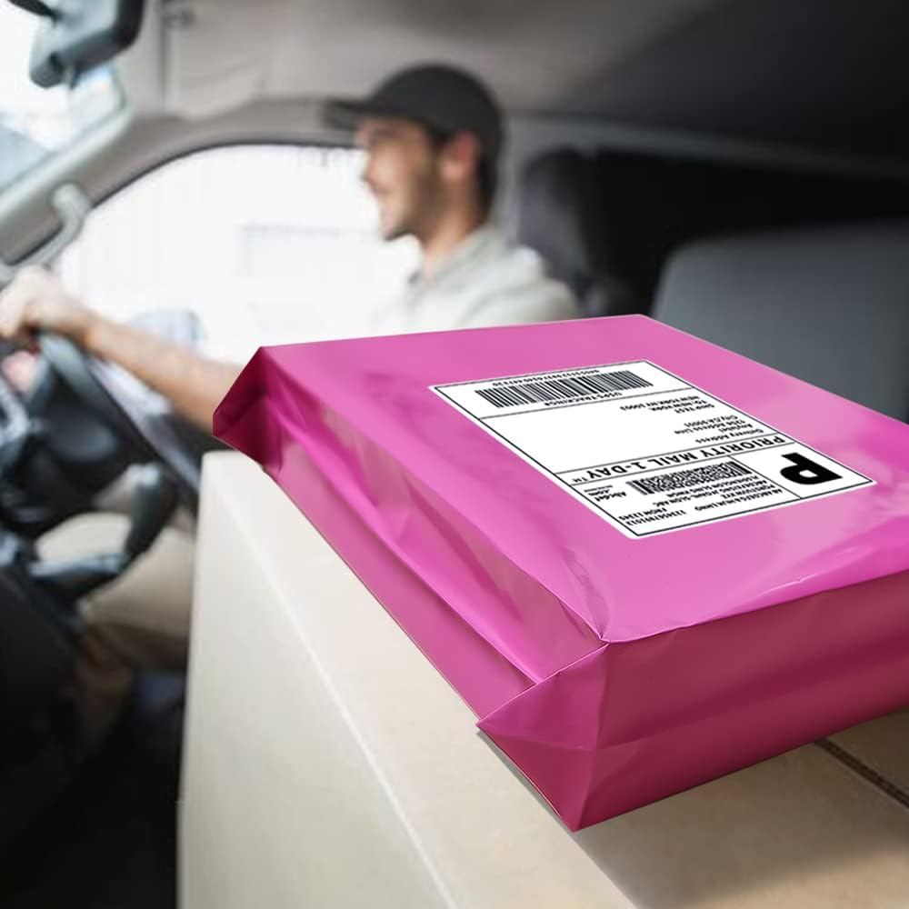 POLYSELLS 500 pcs 14.5x19 Inches Pink Poly Mailers Shipping Envelopes, Strong Adhesive Sealing, Waterproof, and Tear-resistant Postal Mailing Bags for Clothing, Books, and Accessories