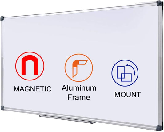 48 x 24-in Magnetic Dry Erase Board with Pen Tray| Aluminum Frame Portable Wall Large Whiteboard Message Presentation Board for Office & Classroom