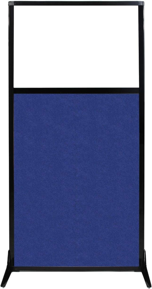 Versare Office Workstation Screen | Portable Wall Divider | Modern Cubicle | Freestanding Privacy Screen | Flexible Work Space | 1 Panel | 33" Wide x 70" Tall Blue SoundSorb Panels with Window