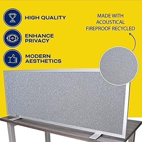 OBEX Acoustical Free Standing Privacy Screen, Cubicle Accessories Desk Privacy Panel, Desk Dividers for Office, Office Furniture Partitions Portable Sound Proof Dividers, 12" x 66", Overcast
