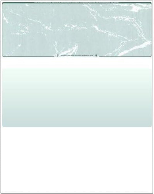 Compuchecks Check on Top Blank Check Paper - 2500 Pack, Quick-Books & Laser Printer Compatible - Security Business Checks with Voucher - 8.5" x 11" Green Marble