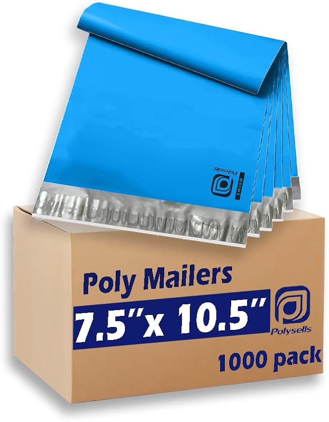 POLYSELLS 1000 pcs 7.5x10.5 Inches Blue Poly Mailers Shipping Envelopes by POLYSELLS