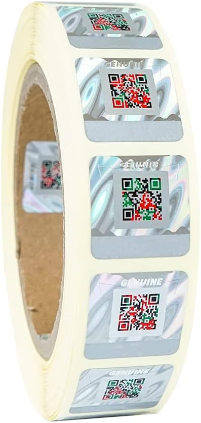 1000pcs Genuine QR Code Stickers with Authenticity Query, 25 * 25mm Original 3D Anti-counterfeiting Label for Brand Protection Hologram Scratch Off Stickers Silver