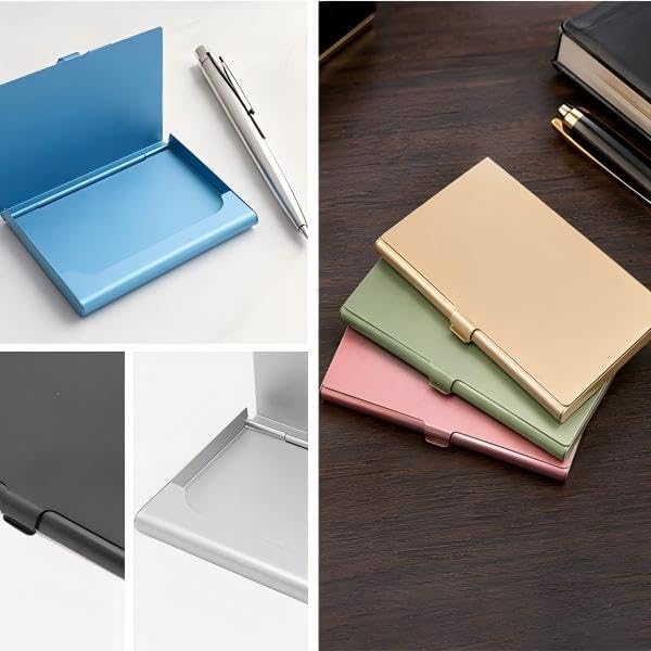 2-Pack Black Aluminum Business Card Holder Slim Flip Pocket Case | aluminum - Image 5