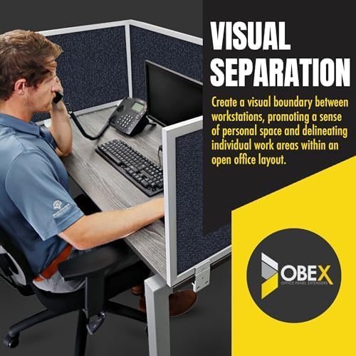 OBEX Acoustic Mounted Screen Privacy Panel Table Top Separator, Sound Blocking Desk Divider (Slate, 18" X 72")