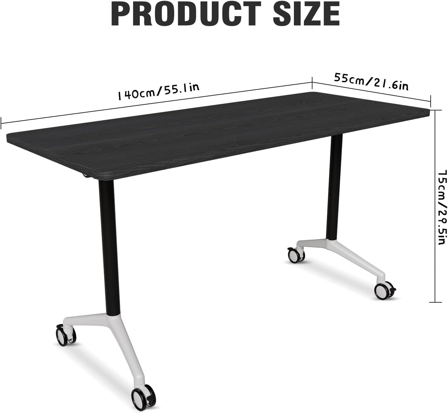 Conference Room Table with Flip-Top Design for Dynamic Meetings, Business Table Computer Desk with Heavy-Duty Frame,Foldable Seminar Meeting Tables for Home Office (6, F, 55.1IN)