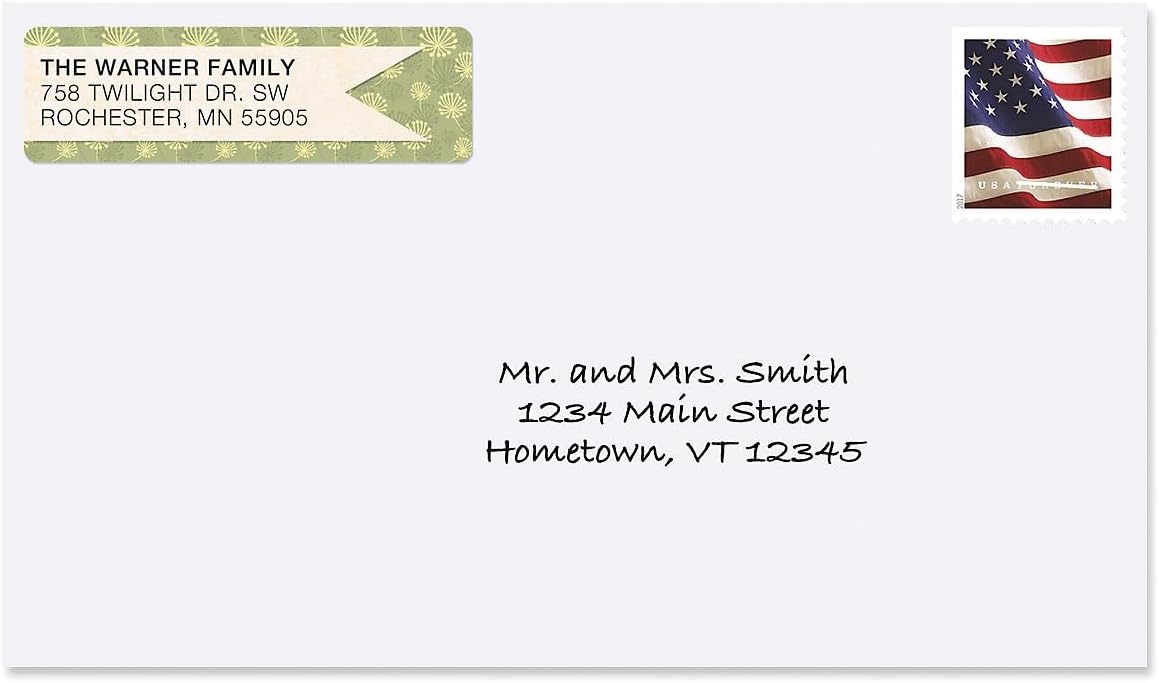Blossom Banner Rolled Personalized Return Address Mailing Labels with Dispenser, Set of 500, 5 Designs, Small ¾ x 2½ Inch Size, Custom Self-Adhesive Sticker Roll, by Colorful Images