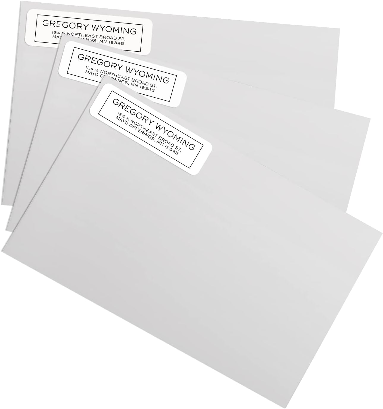 Simple Modern Outline Rolled Address Labels/Roll of 250 Square Box Personalized Address Labels/Designer Return Address Stickers in Elegant Plastic Dispenser
