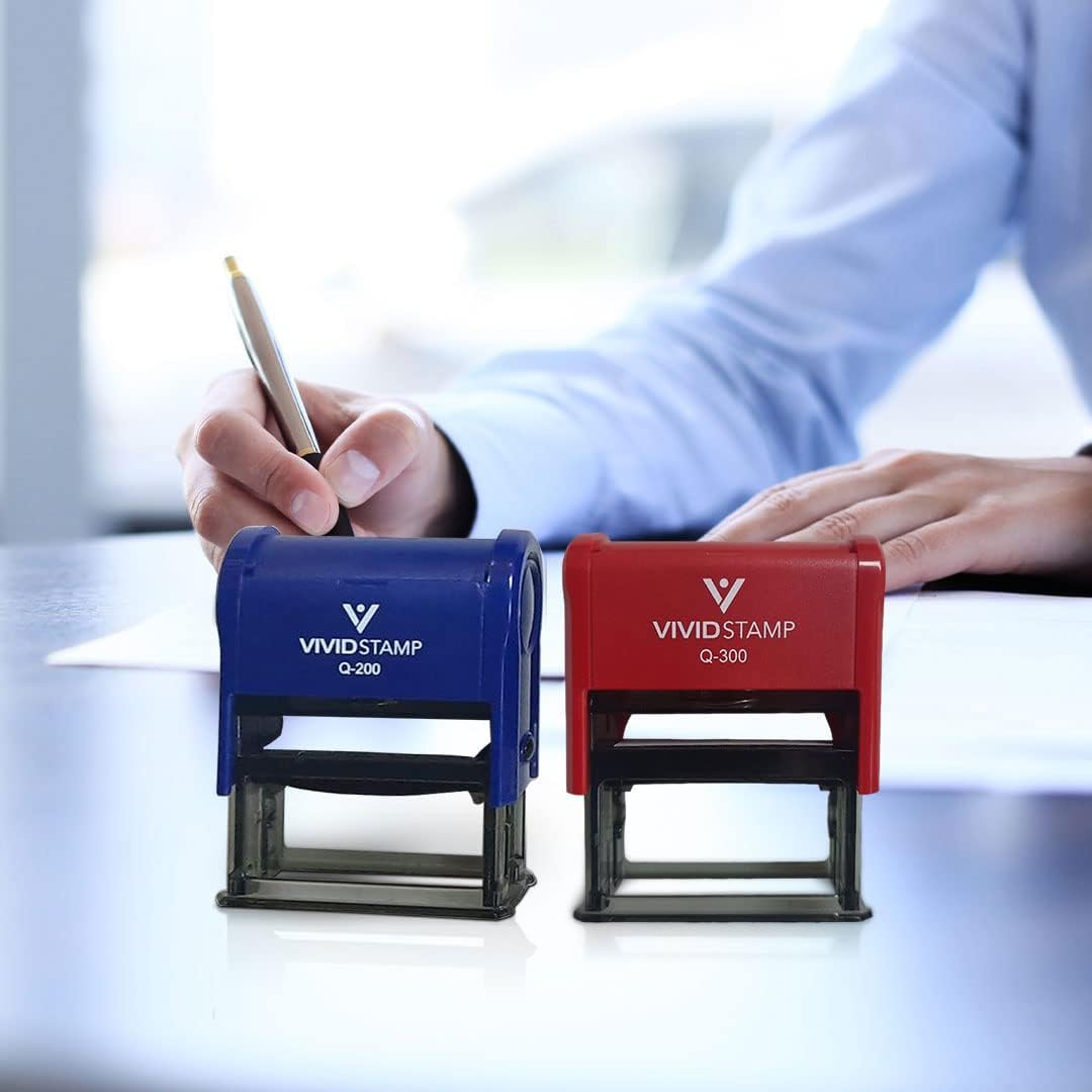 Vivid Stamp Inspected by____ Business Self-Inking Rubber Stamps (Red Ink) - Q-400
