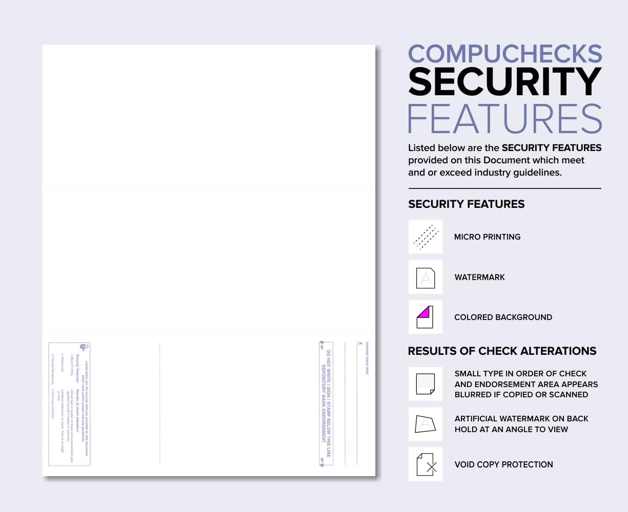 Business Voucher Check Stock - Computer Laser Checks - 500 Sheets, Check on Bottom, Platinum Pinstripe
