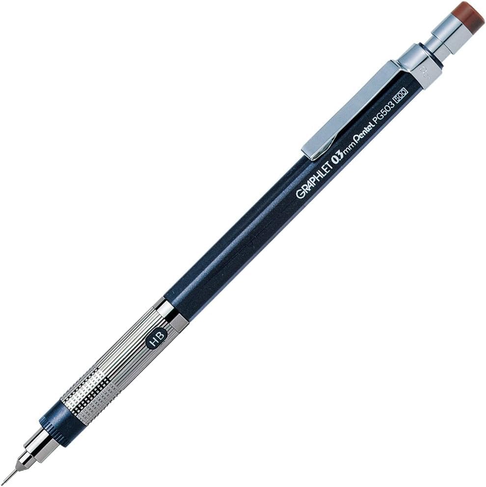 Graphlet Mechanical Drafting Pencil + Ain HB/B/2B leads, original Black slim pen case (0.3mm)