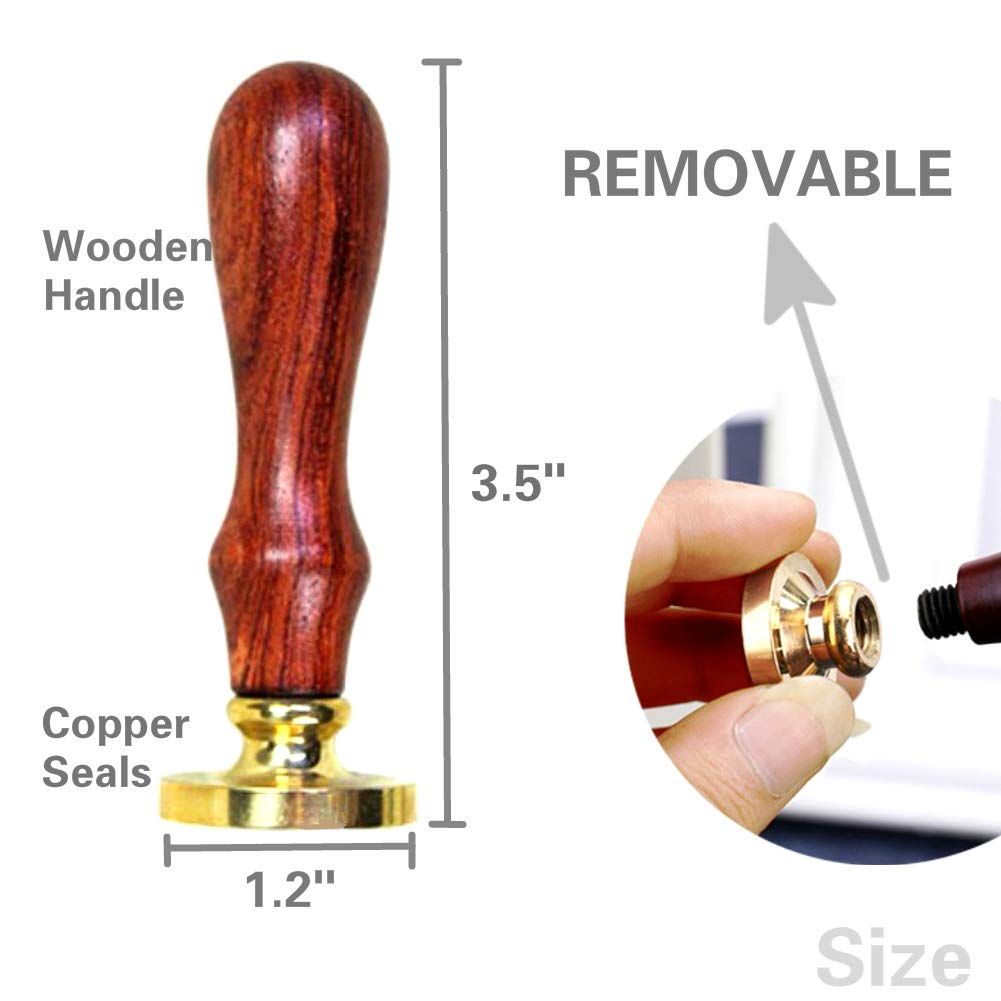Starry Fox Wax Sealing Stamp with Removable Brass Head Wooden Handle - Retro Vintage Animal Sealing Wax Stamp for Letter Cards Invitations
