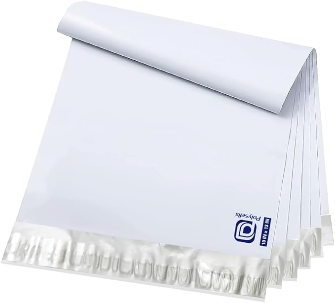 POLYSELLS 2000 pcs 10x13 Inches White x Silver Poly Mailers Shipping Envelopes by POLYSELLS