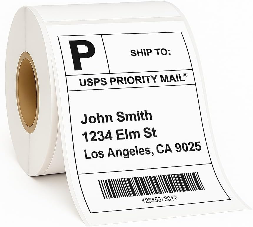 Compulabel 4" x 6" Direct Thermal Labels, White, 3" Core, Perforated, Permanent Adhesive, 3 Rolls, 1000 Labels per roll, 3000 Total
