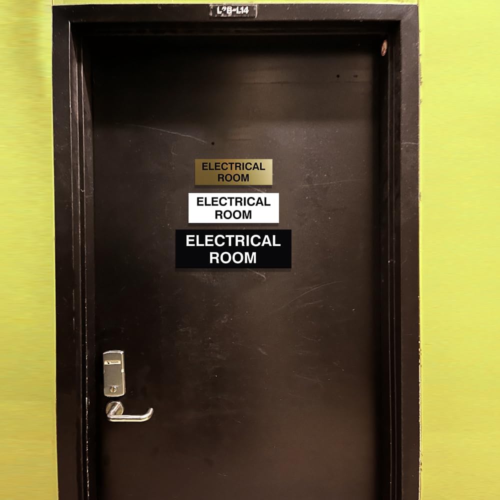 All Quality Basic Electrical Room Door/Wall Sign | Durable Construction | Building Safety - Brushed Gold - Large (1 Pack)