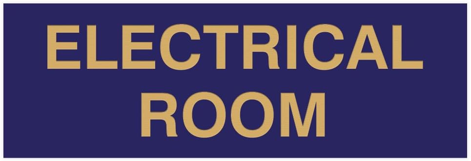 All Quality Basic Electrical Room Door/Wall Sign | Durable Construction | Building Safety - Blue/Gold - Small (1 Pack)