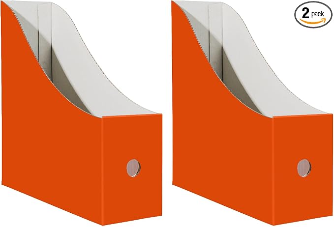 Limitliho Orange-red Cardboard Magazine Holder, Magazine File Holder by Limitliho