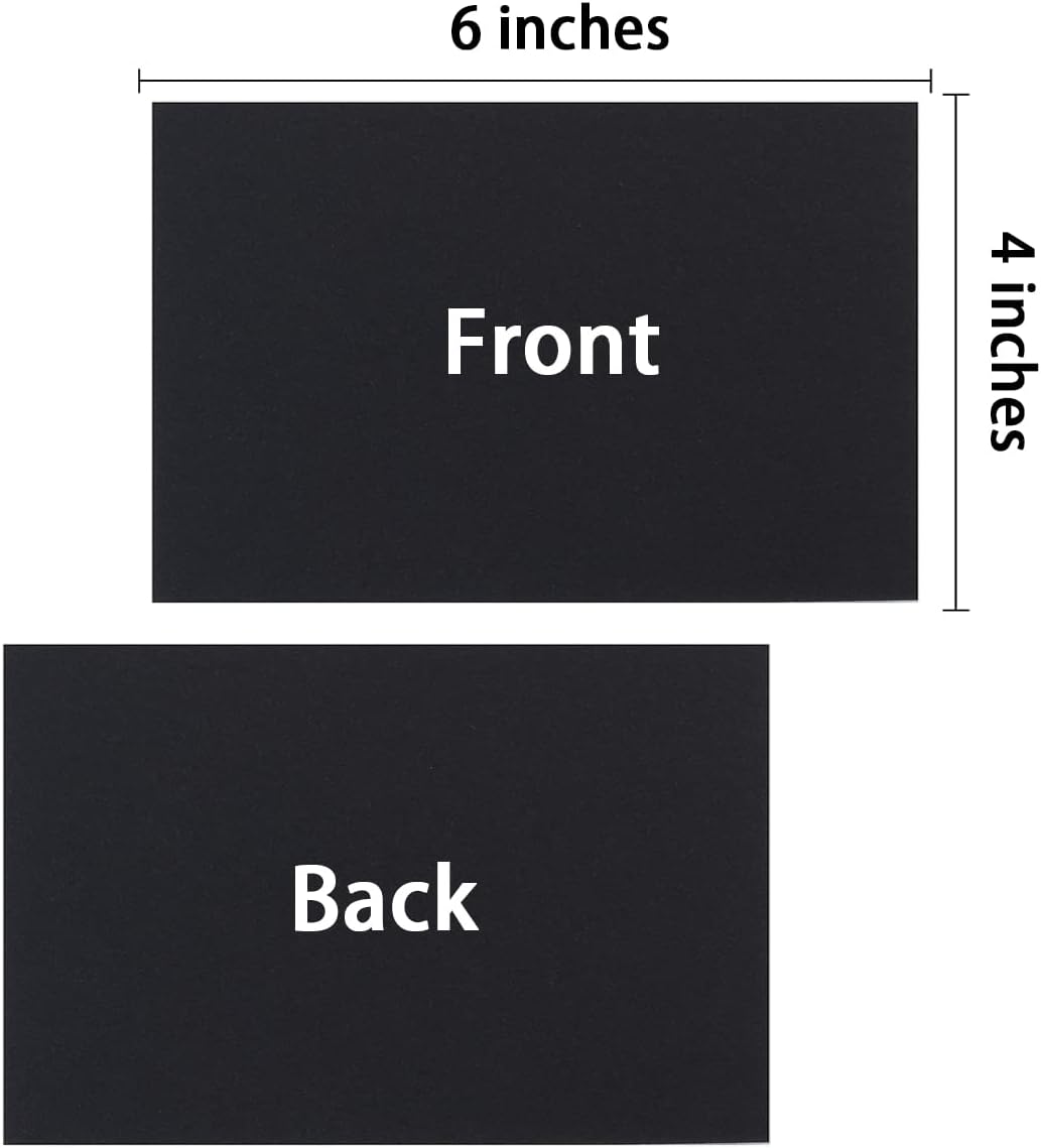 50 Sheets Blank Cardstock Paper 250 GSM Thick Heavy Cards Stock for DIY Art Projects, Card Making, Postcards, Greeting Cards, Birthday Party, Wedding Invitation (Black, 4x6 inches)