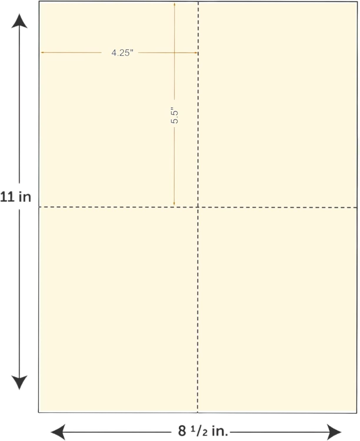 Limited Papers (TM) 8.5x11 Perforated Paper, 20/50 Pound, 75 GSM, Variety of Perforation Sizes and Colors, for Forms, Tickets, Postcards, Business Cards. (White, 4 up – 1 Hor. & 1 Ver.)