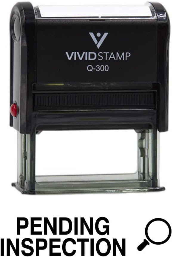 Vivid Stamp Pending Inspection Business Self-Inking Rubber Stamps (Black Ink) - Q-300 (5 Pack)