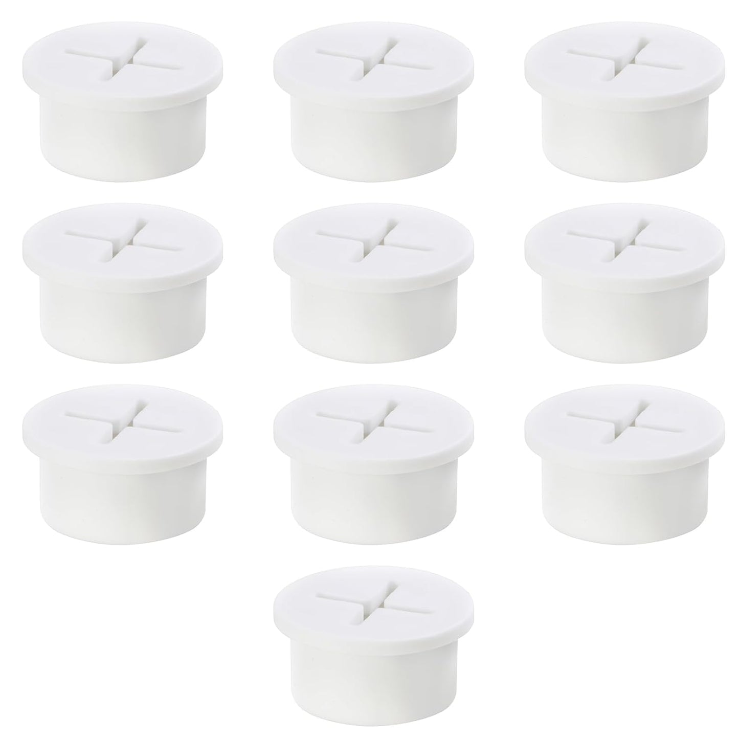 3/4" White Desk Grommet, JTemgle Flexible Cable Grommet Cross Rubber Cable Hole Cover Wire Organizer Caps Desktop Cord Management for Home Office TV Stands Tabletops, 10 Pieces