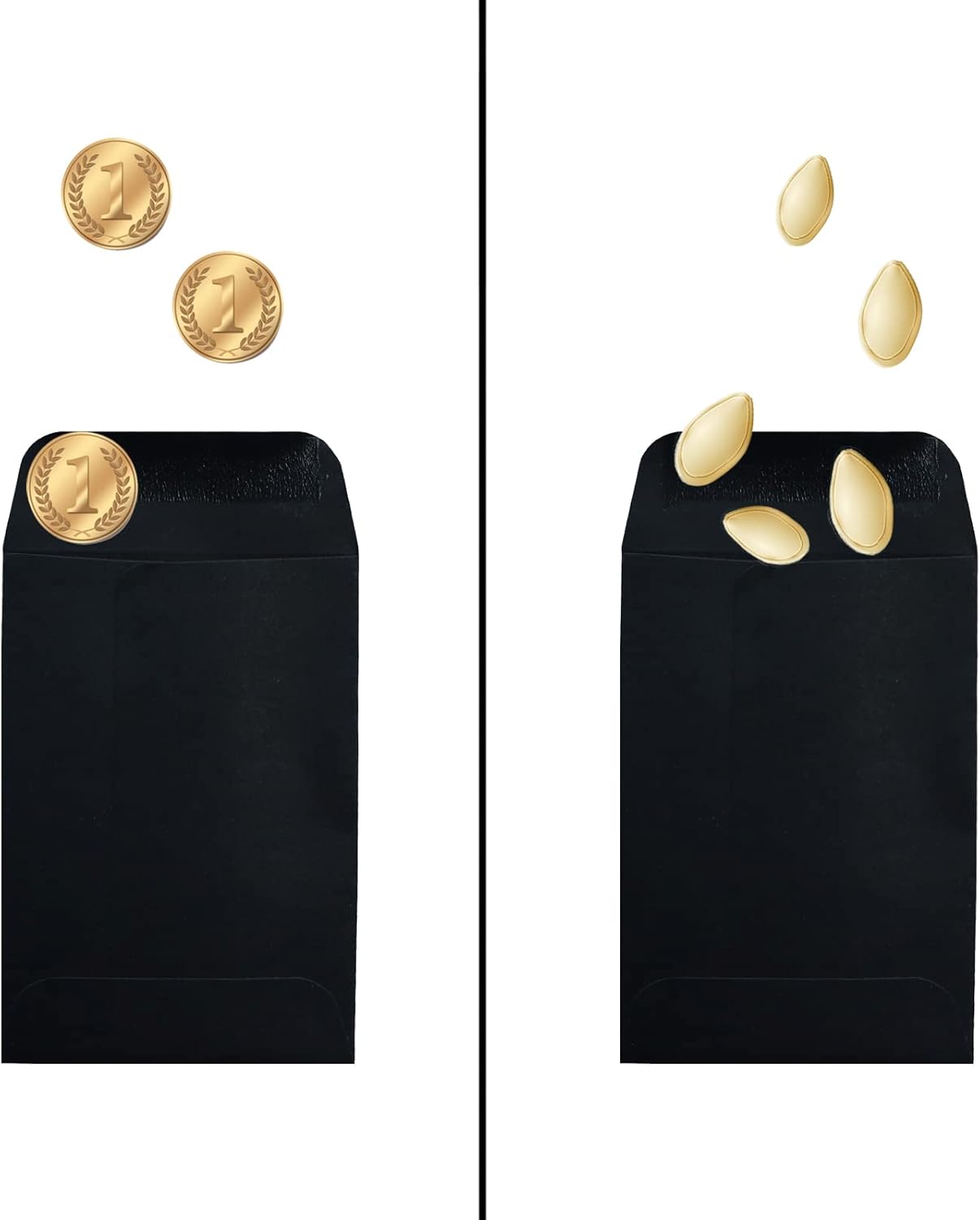 200 Pack #5 Black coin envelope 3.125 x 5.5 inches Kraft Envelopes Classic Small Parts Envelopes with Self Adhesive Gummed Flap for Coins Cash Credit Cards Seeds