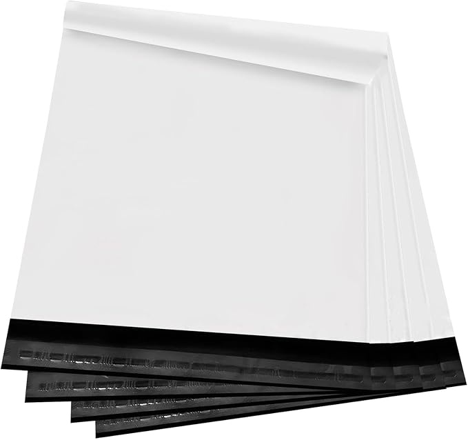 White Poly Mailers 12x15.5 Inch, 100 Pack | Self-seal shipping bags by Unknown
