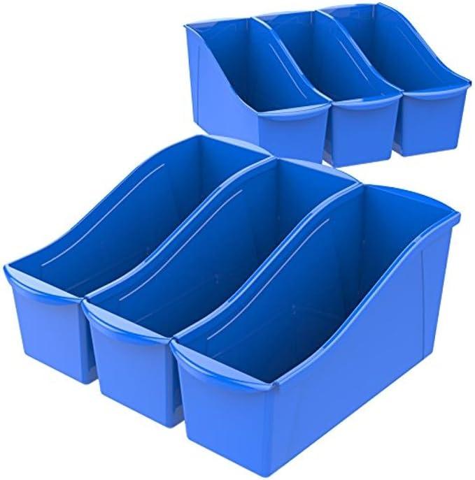 Storex Large Book Bin, Interlocking Plastic Organizer by Storex