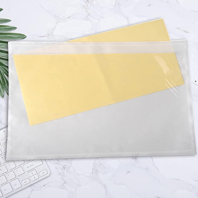 LabelMore 500 pcs 6" x 9" Clear Plastic Adhesive Packing List Envelope Mailing - Image 6