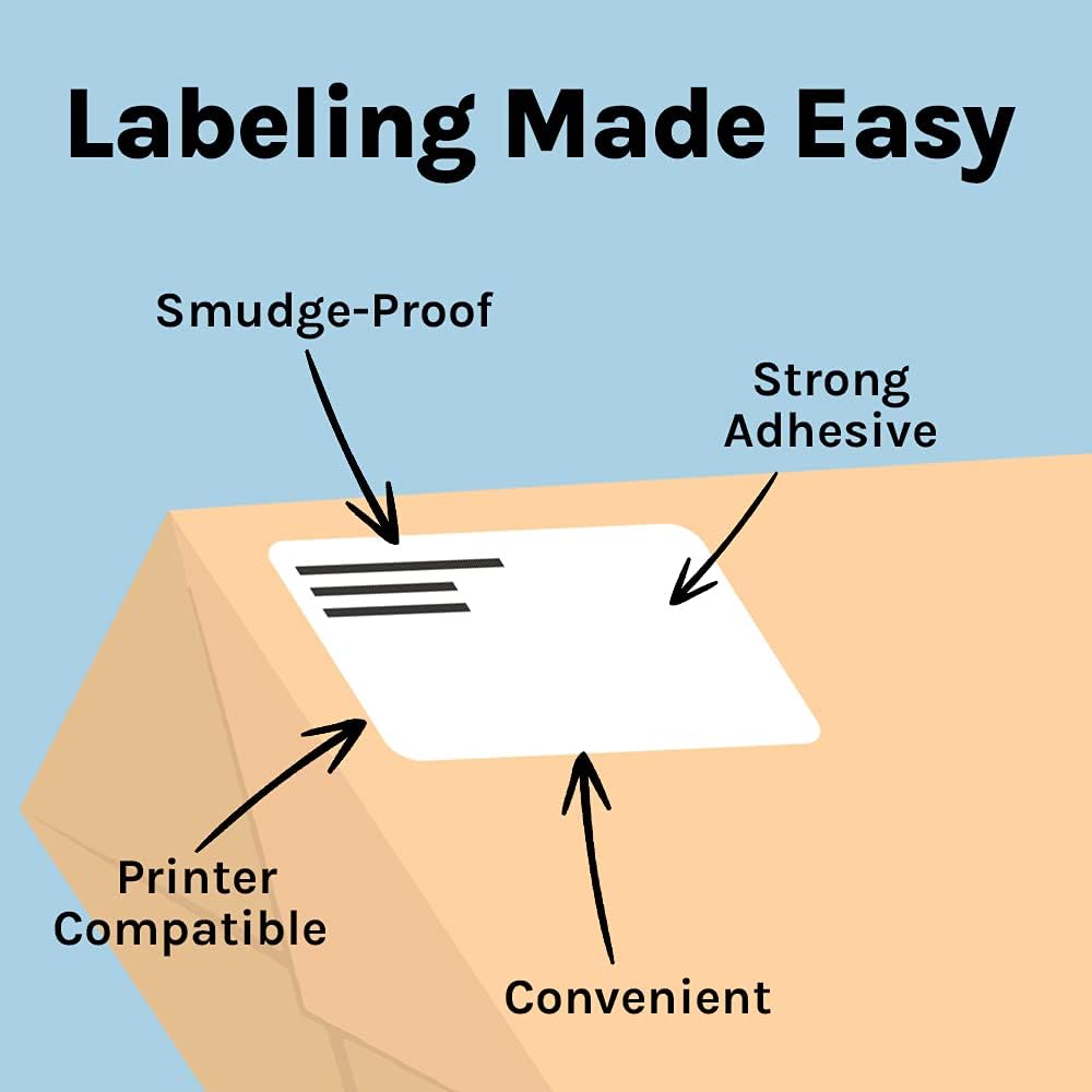 Premium Label Supply White Sticker Address Labels – 2" x 4" – Laser/Inkjet Compatible – (10 per Sheet), 25 Sheets – 250 Total Adhesive Labels