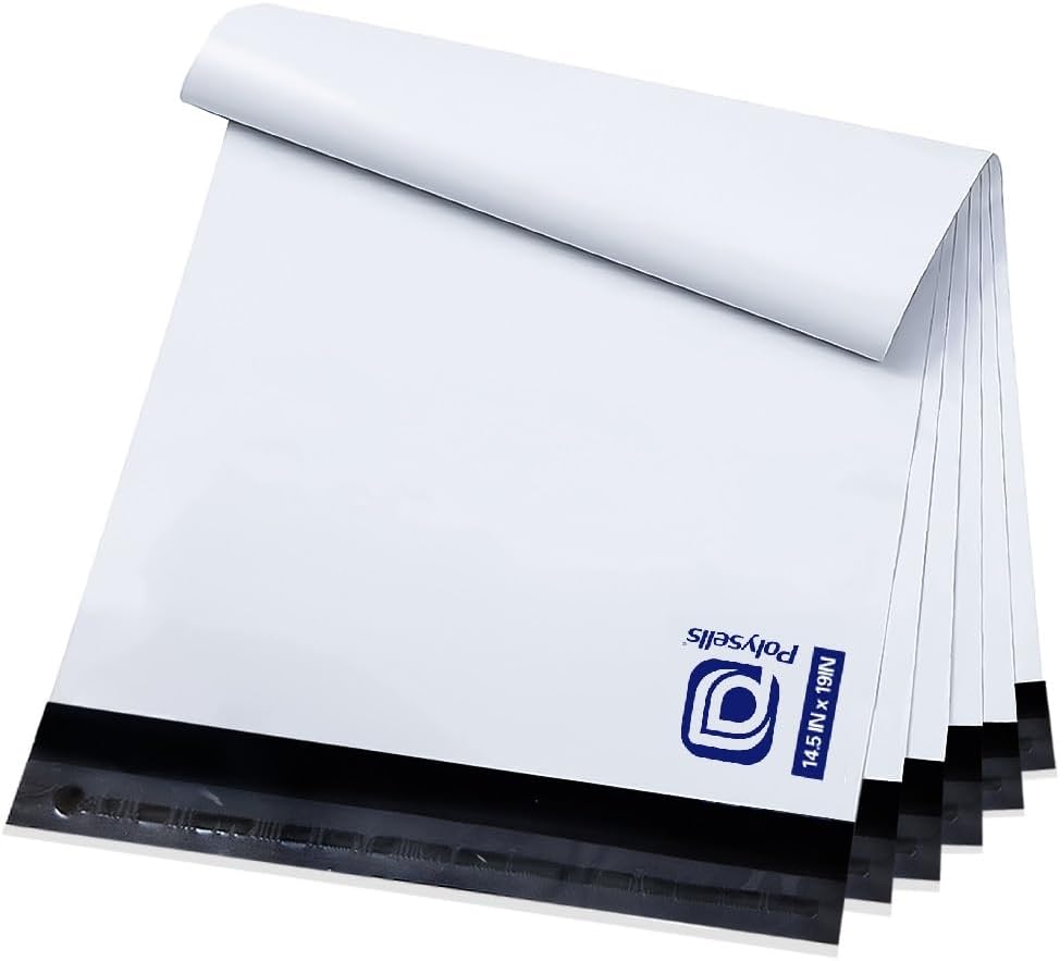 POLYSELLS 100 Pcs 14.5x19 Inch Poly Mailers Shipping Envelopes, Strong Adhesive Sealing, Waterproof, and Tear-resistant Postal Mailing Bags for Clothing, Books, and Accessories