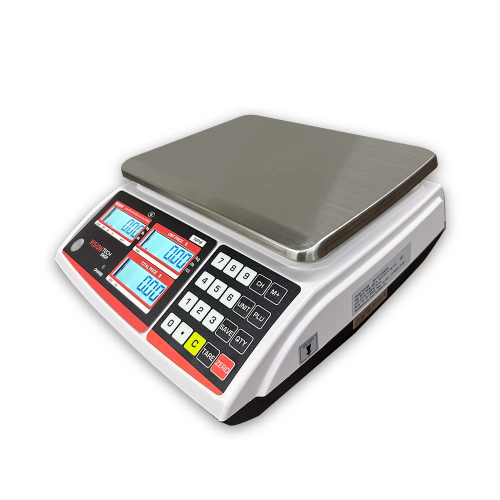 VisionTechShop TVP-12B Price Computing Scale, Lb/Oz/Kg Switchable, 12lb Capacity, 0.002lb Readability, NTEP Legal for Trade COC #19-038, NSF Certified
