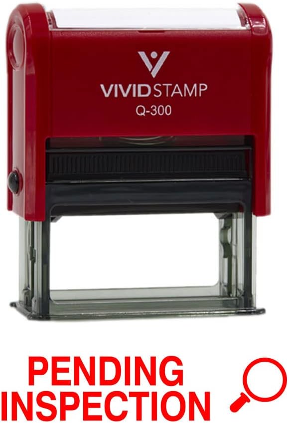 Vivid Stamp Pending Inspection Business Self-Inking Rubber Stamps (Red Ink) - Q-200 (2 Pack)
