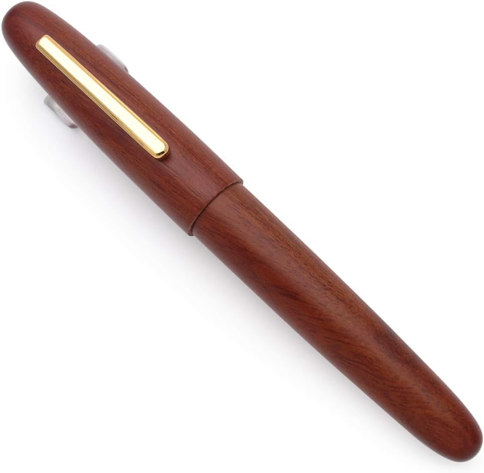 JINHAO 9056 Natural Wood Fountain Pen Handmade Ink Pen (Rosewood, Medium Nib 0.7mm)