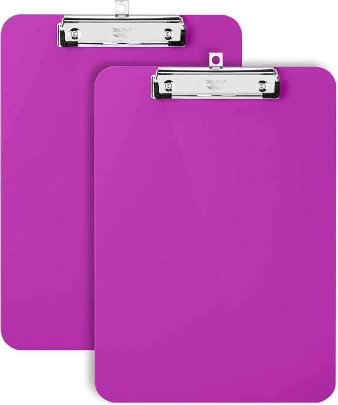 Mr. Pen- Plastic Clipboard, 12.5" x 9", 2 Pack | Plush Purple Clipboard Plastic by MrPen