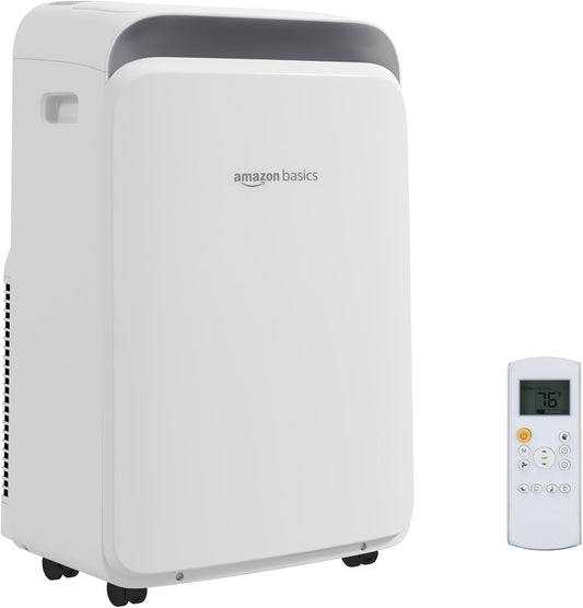 Amazon Basics 3-In-1 Portable Air Conditioner, 10000 BTU (ASHRAE), Cools Up to 450 Sqf, Portable AC with Cool/Dry (Dehumidifier)/Fan-Only Functions, Auto Mode, Sleep Mode, Timer, White