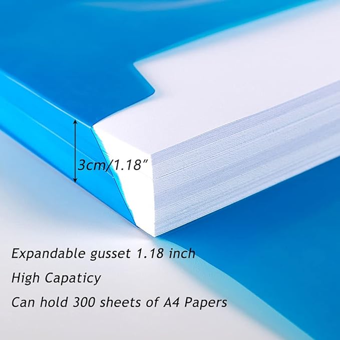 5 Pack Plastic Envelopes with Snap Closure, Large-Capacity Colored Clear Folders - Image 6