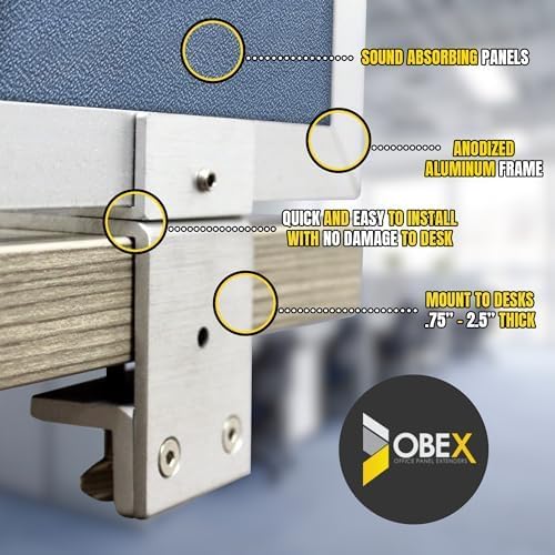 OBEX Acoustic Mounted Screen Privacy Panel Table Top Separator, Sound Blocking Desk Divider (Twilight, 18" X 72")