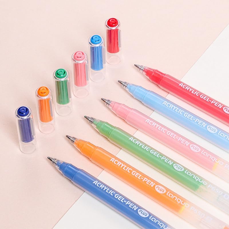 Acrylic Gel Pens for Coloring Books, Quick Dry 6 Pcs 1.0mm Fine Point Gel Marker Pen for Drawing, Journaling Art, School Supplies, Warm Yellow