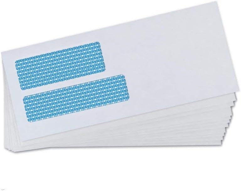 Aimoh 500 Count #10 Double Window Self Seal Security Envelopes - for Invoices, Statements & Business Mailings, Security Tinted - EnveGuard, Size 4-1/8 x 9-1/2 -White -24 LB(30001)
