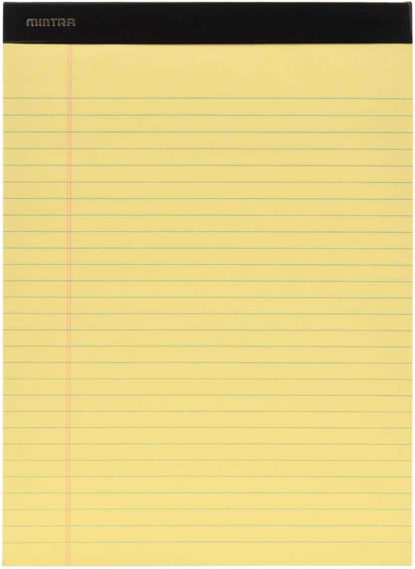 Mintra Office Legal Pads, ((Basic 6pk - (Pastel Version #2), 8.5in x 11in, Wide Ruled))