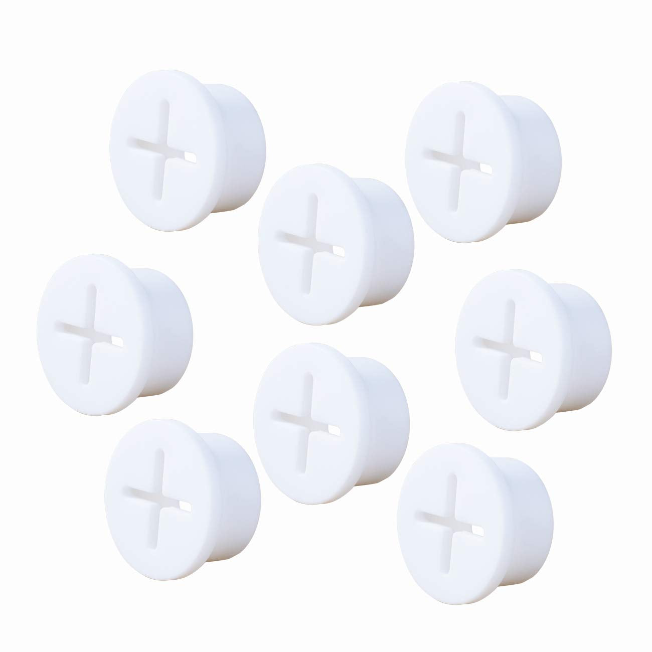 8 Pack Cable Cord Grommet 3/4 Inch Flexible Wire Rubber Grommets for Desk and Other Furniture Wall Hole Cover Cable Management Wire Organizer Cable Pass Through, White Color