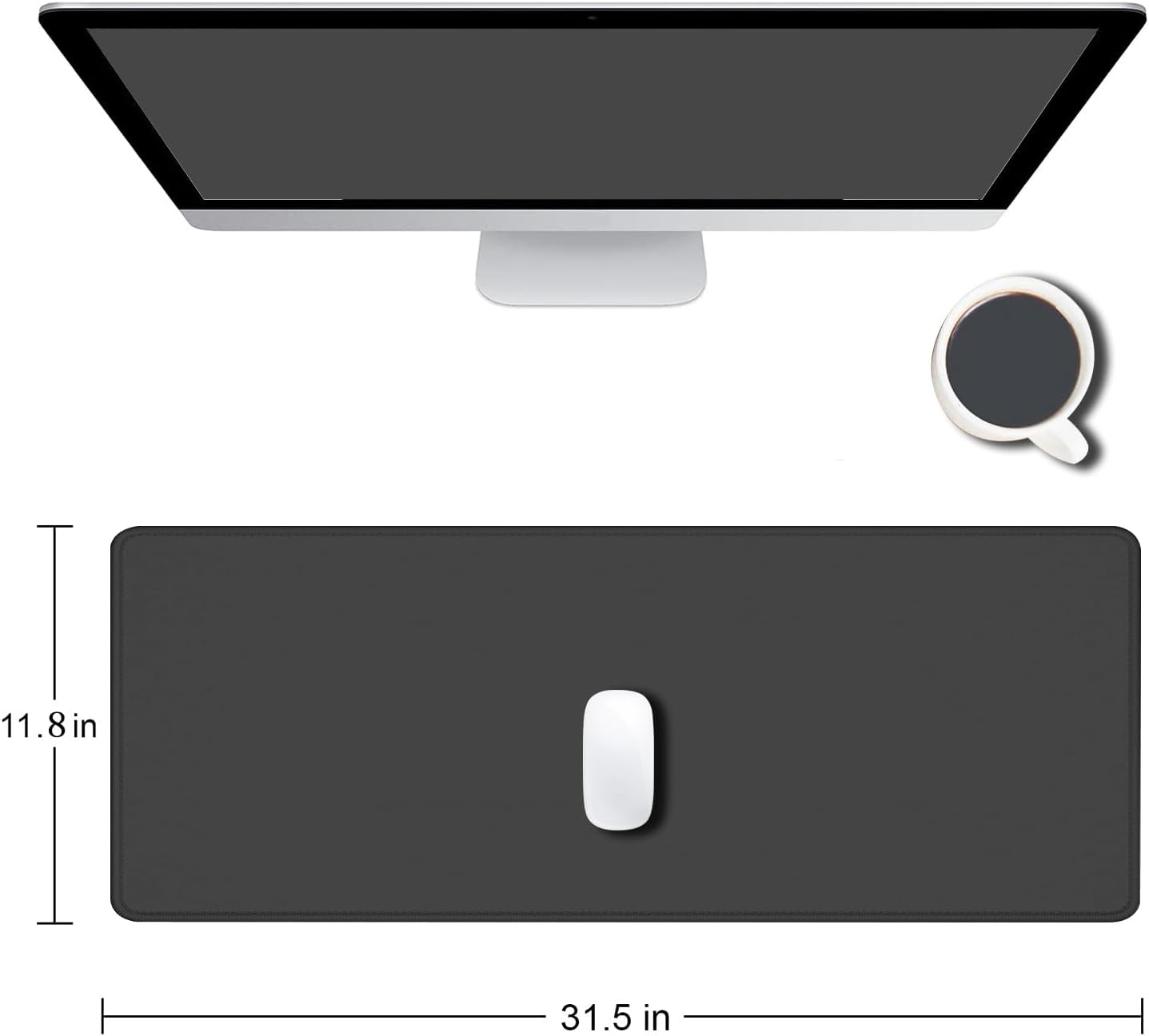 Large Gaming Mouse Pad, Office Mousepad, Desk Pad, Non-Slip Mouse Keyboard Mat for Office, Home and Laptop, (Dark Gray, 31.5" x 11.8")