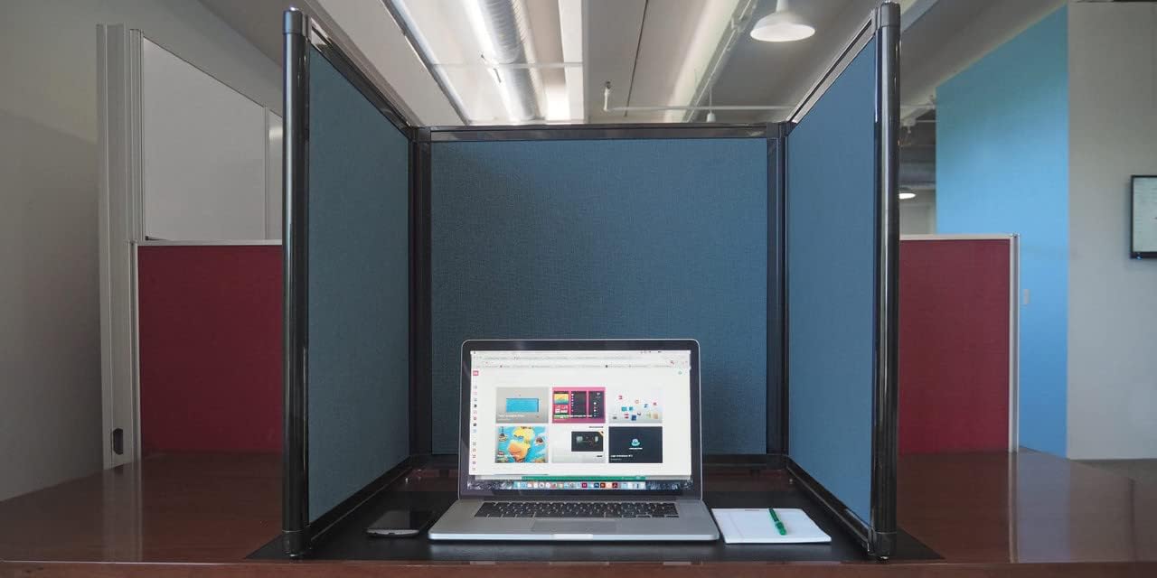 Versare Folding Tabletop Display | 3-Panel Partition | Lightweight Portable Workspace Divider | Blue Spruce 78" x 24"